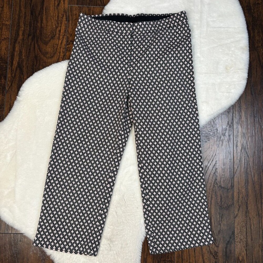 J.‎ Jill Pants 10 Petite Straight Leg Crop Black White Stretch Elastic Waist 10P